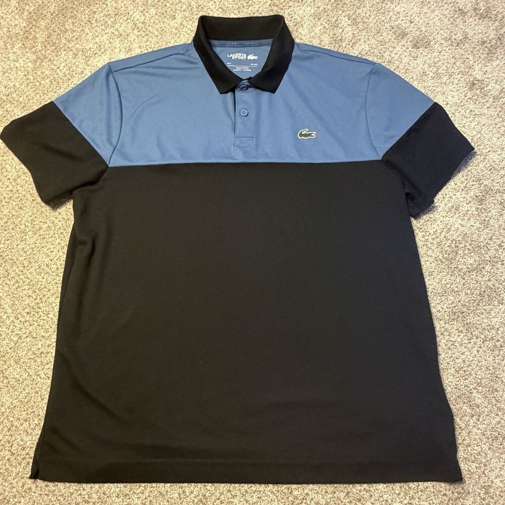 Lacoste Sport Men's XXL Colorblock Ultra Dry Tennis Golf Polo Shirt Blue Black